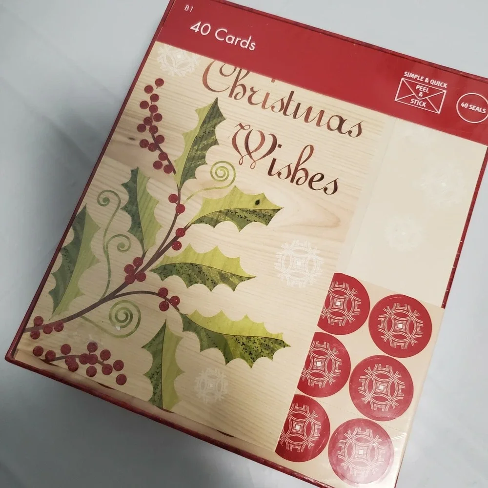 Christmas Cards and Envelopes 40 Holiday Cards Set Christmas Wishes for a warm